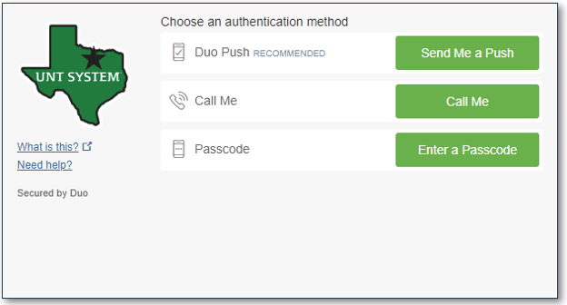 Screenprint: DUO Authentication Example